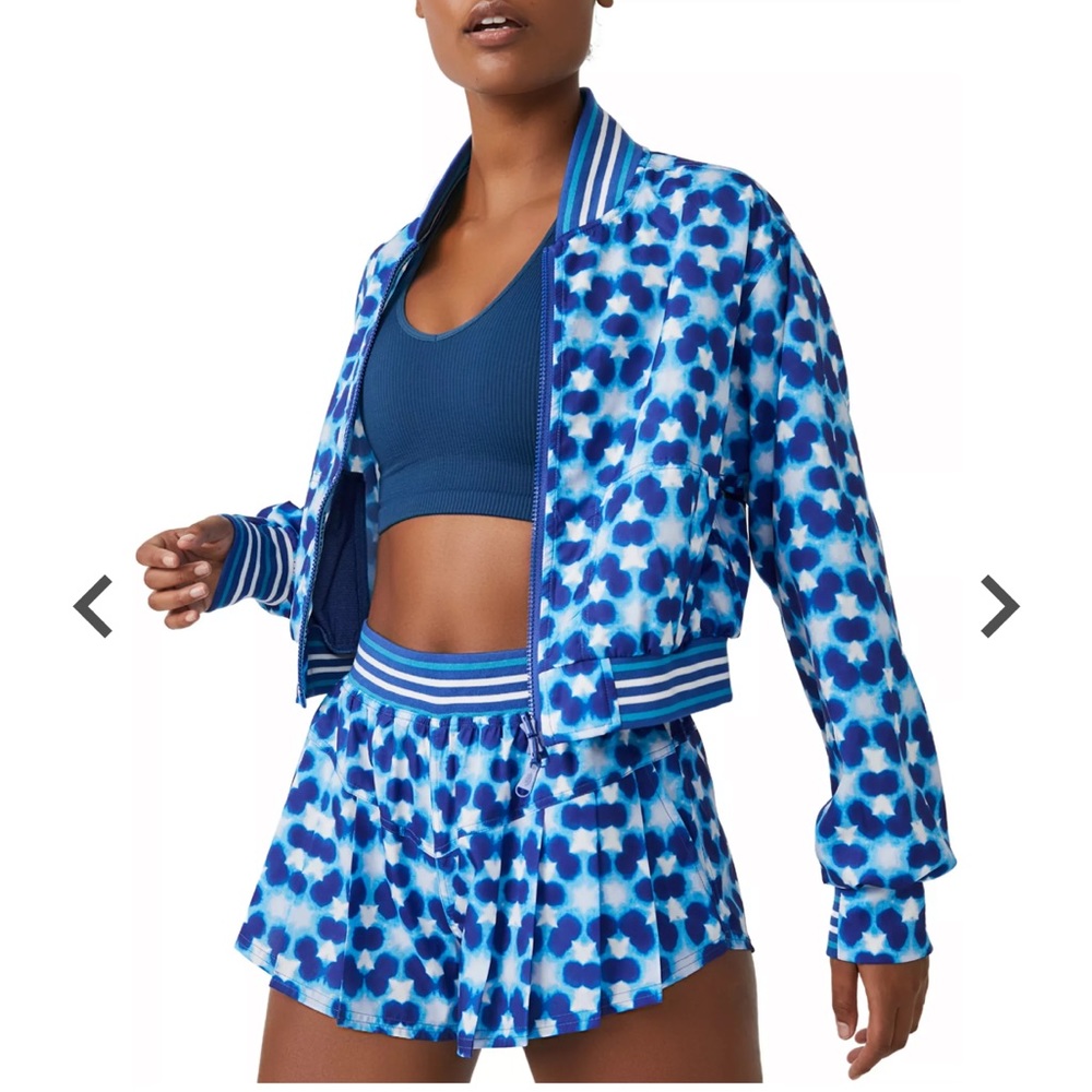 FREE PEOPLE BOMBER JACKET BLUE COMBO